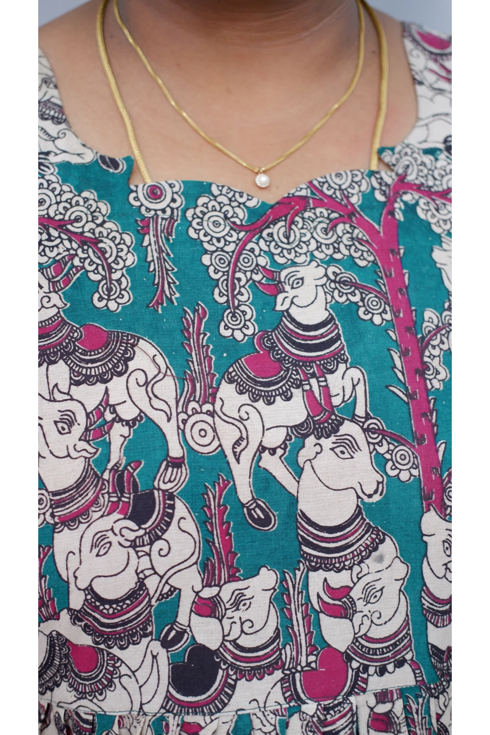 Kalamkari Printed Midi Kurti – Stylish Frock Design for Women