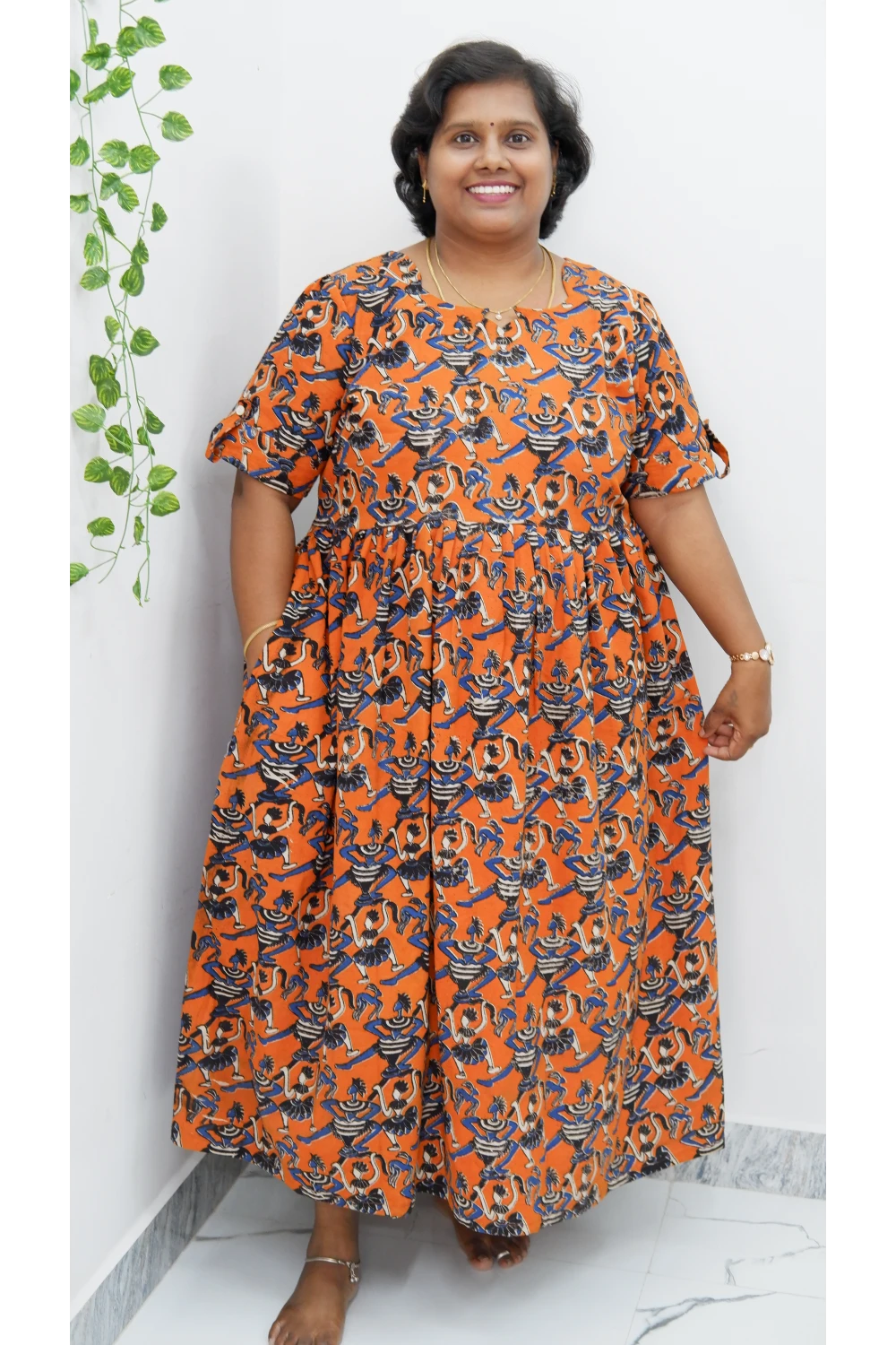 Kalamkari Printed Midi Kurti – Stylish Frock Design for Women