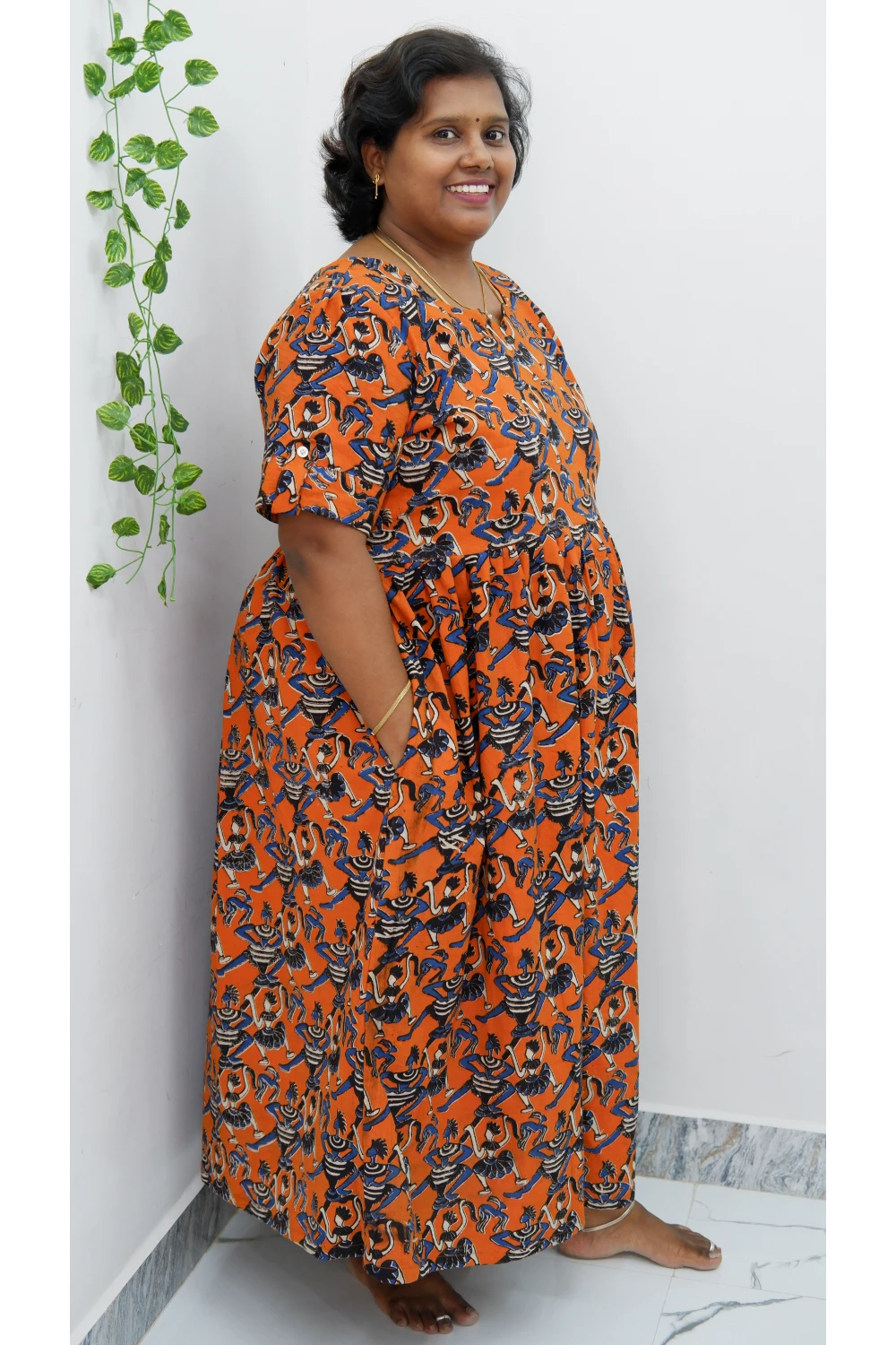 Kalamkari Printed Midi Kurti – Stylish Frock Design for Women