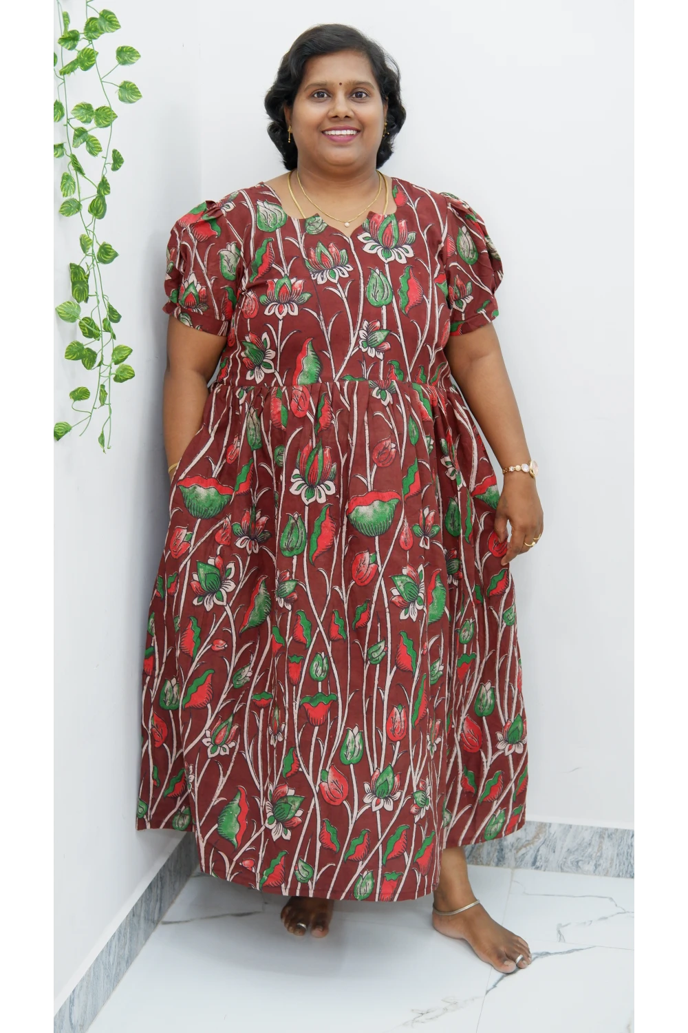 Kalamkari Printed Midi Kurti – Stylish Frock Design for Women