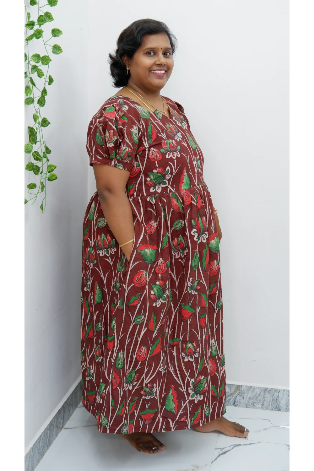 Kalamkari Printed Midi Kurti – Stylish Frock Design for Women