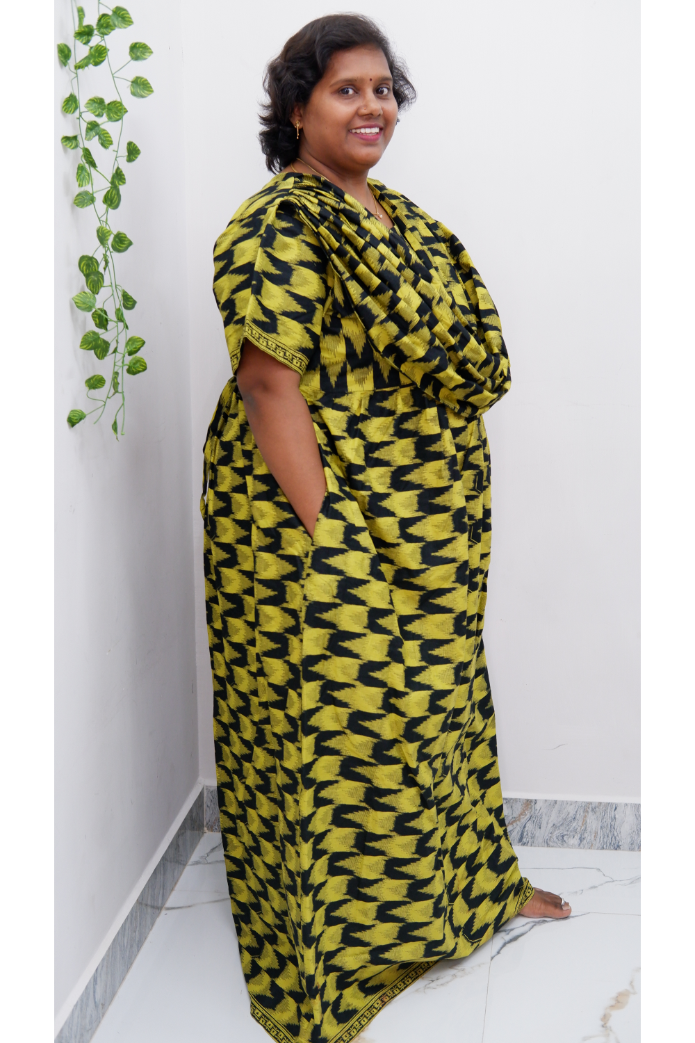 Shawl Draped Cotton Frock Nighty – Soft & Breezy