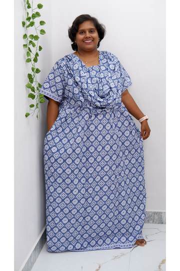 Shawl Draped Cotton Frock Nighty – Soft & Breezy