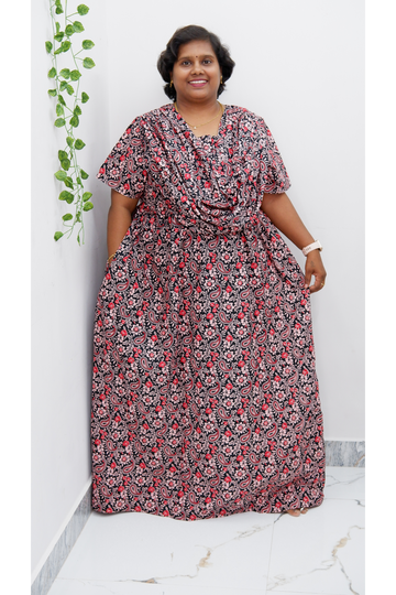 Shawl Draped Cotton Frock Nighty – Soft & Breezy