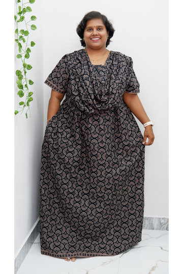 Shawl Draped Cotton Frock Nighty – Soft & Breezy