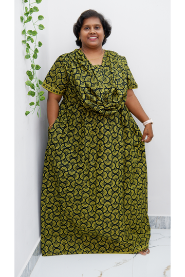 Shawl Draped Cotton Frock Nighty – Soft & Breezy