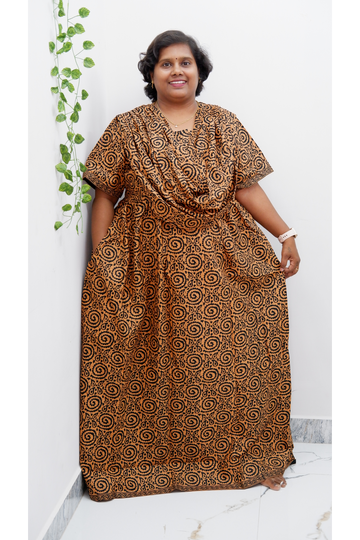 Shawl Draped Cotton Frock Nighty – Soft & Breezy