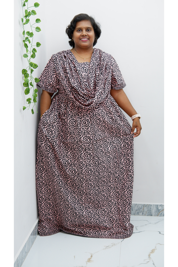 Shawl Draped Cotton Frock Nighty – Soft & Breezy
