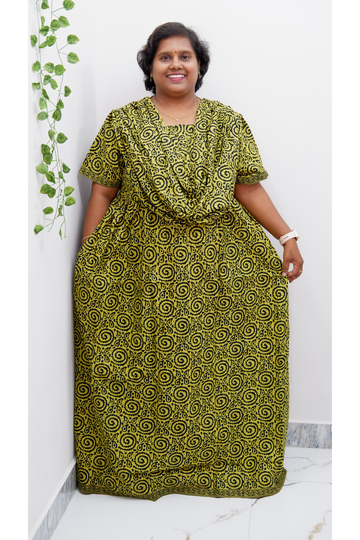 Shawl Draped Cotton Frock Nighty – Soft & Breezy