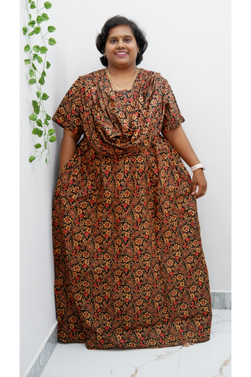 Shawl Draped Cotton Frock Nighty – Soft & Breezy