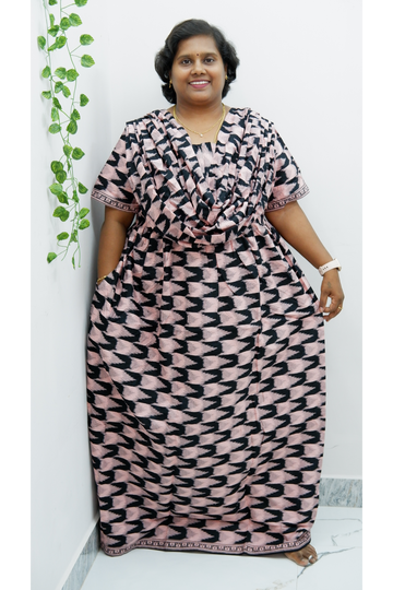 Shawl Draped Cotton Frock Nighty – Soft & Breezy