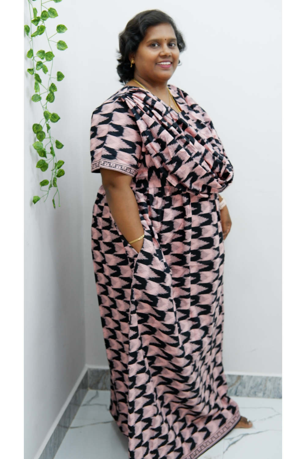 Shawl Draped Cotton Frock Nighty – Soft & Breezy