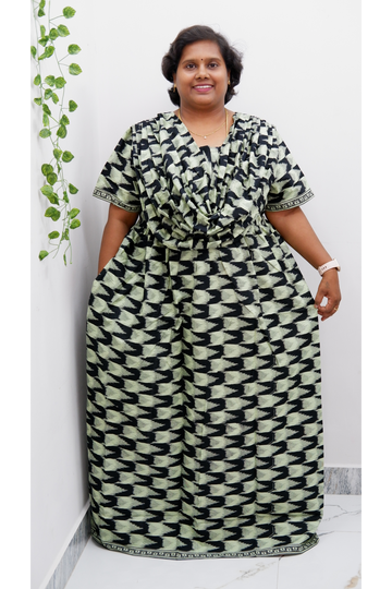 Shawl Draped Cotton Frock Nighty – Soft & Breezy