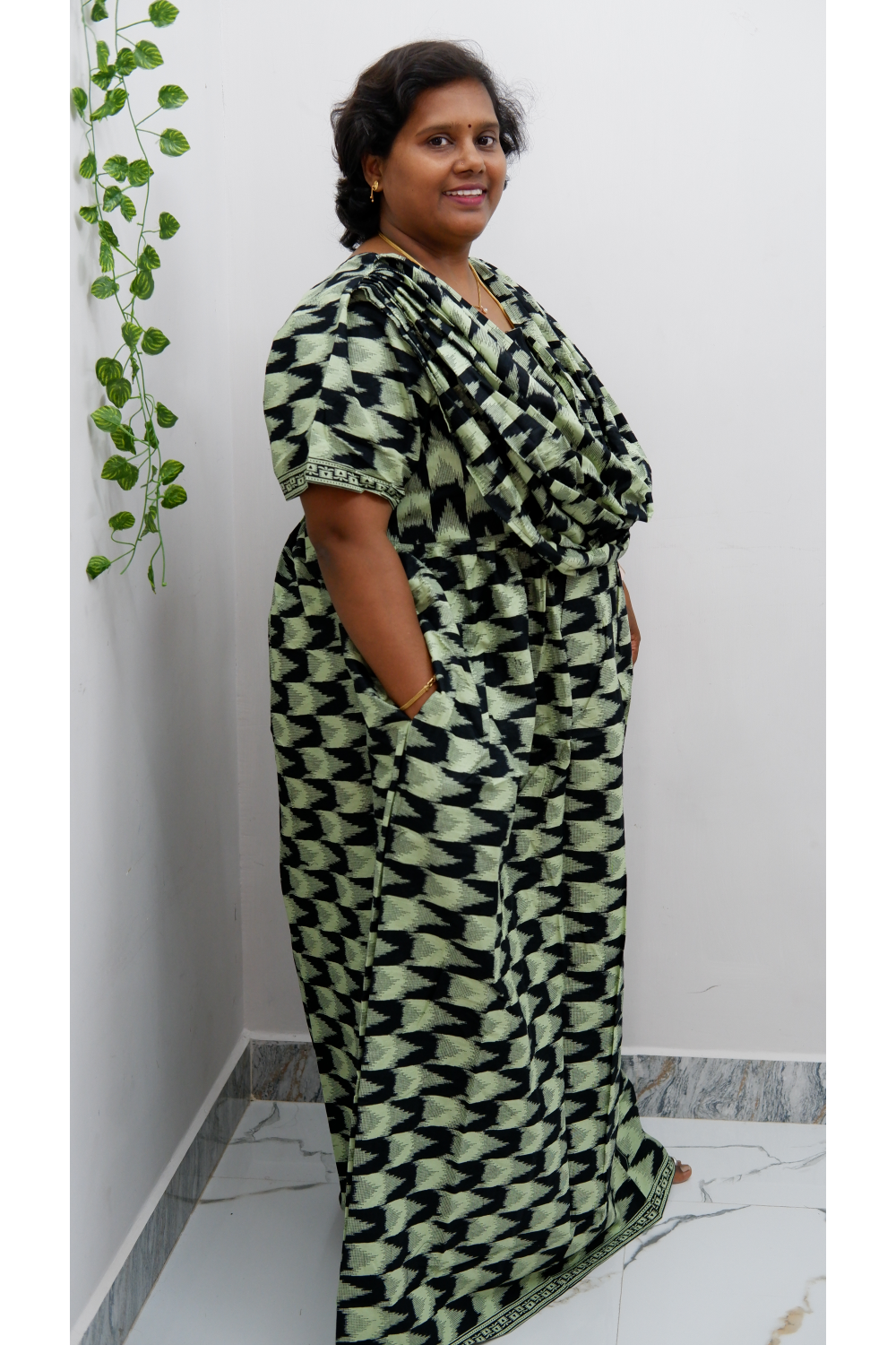 Shawl Draped Cotton Frock Nighty – Soft & Breezy