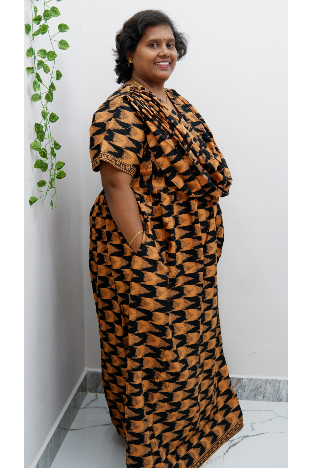 Shawl Draped Cotton Frock Nighty – Soft & Breezy