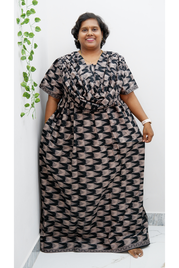Shawl Draped Cotton Frock Nighty – Soft & Breezy