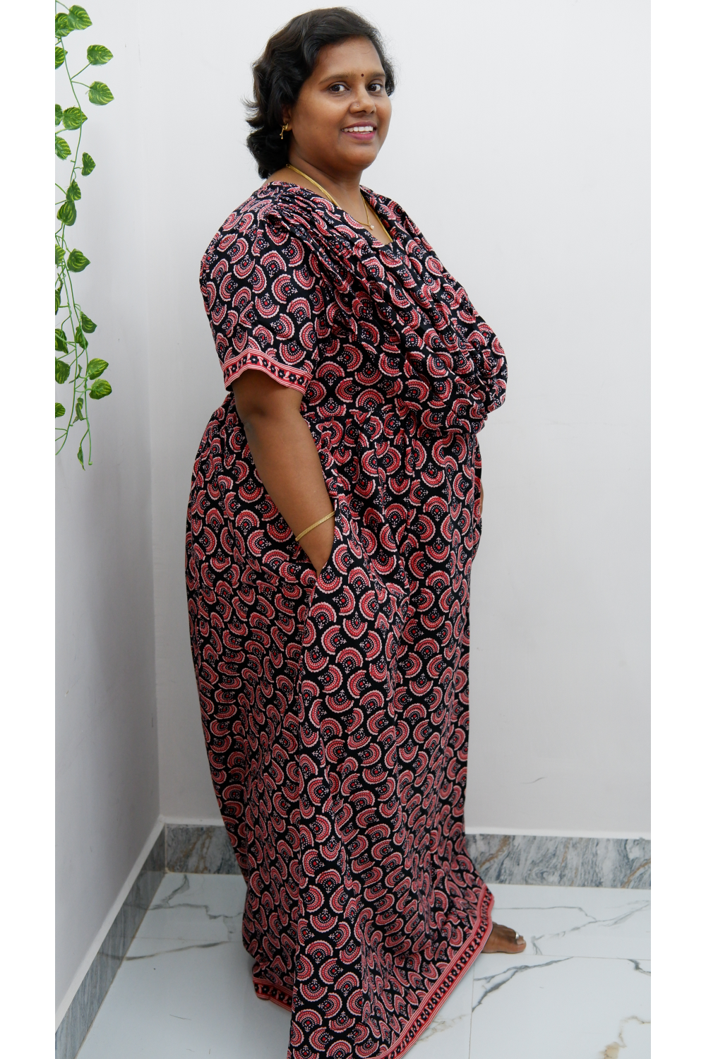 Shawl Draped Cotton Frock Nighty – Soft & Breezy