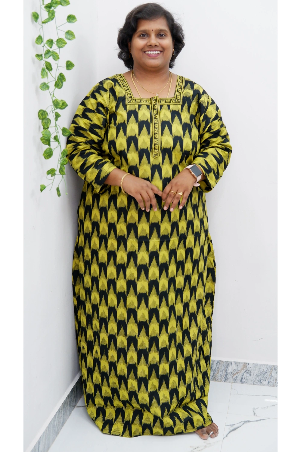 Classic 3/4 Sleeve Nighty – Premium Jyothi Cotton for Women