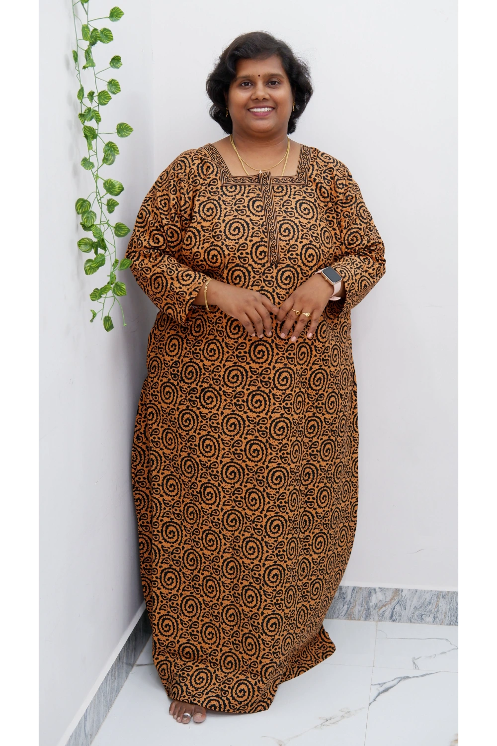Classic 3/4 Sleeve Nighty – Premium Jyothi Cotton for Women