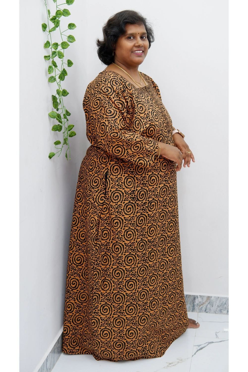 Classic 3/4 Sleeve Nighty – Premium Jyothi Cotton for Women