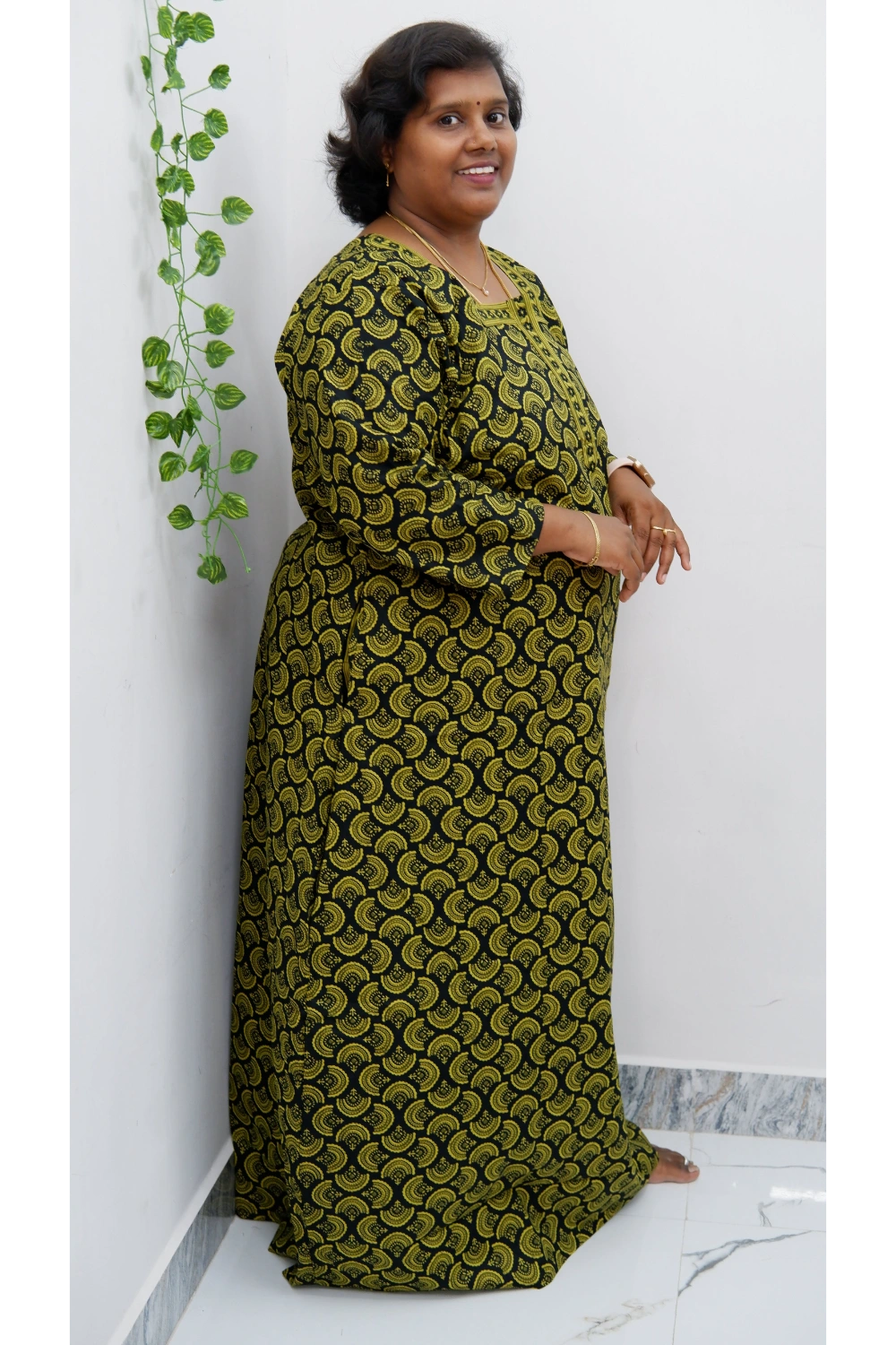 Classic 3/4 Sleeve Nighty – Premium Jyothi Cotton for Women