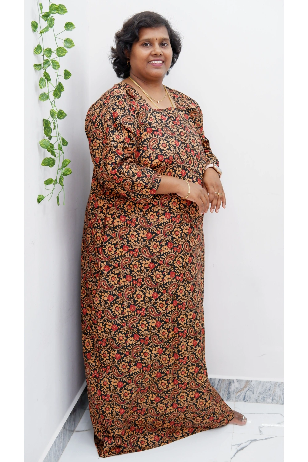Classic 3/4 Sleeve Nighty – Premium Jyothi Cotton for Women