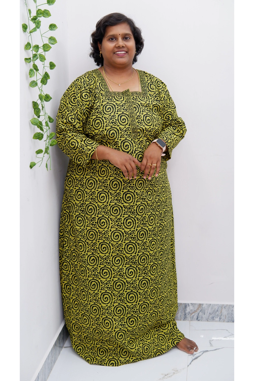 Classic 3/4 Sleeve Nighty – Premium Jyothi Cotton for Women