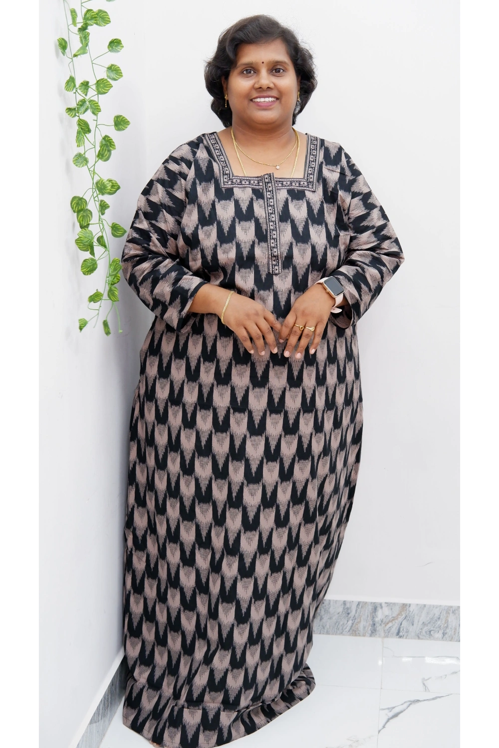 Classic 3/4 Sleeve Nighty – Premium Jyothi Cotton for Women