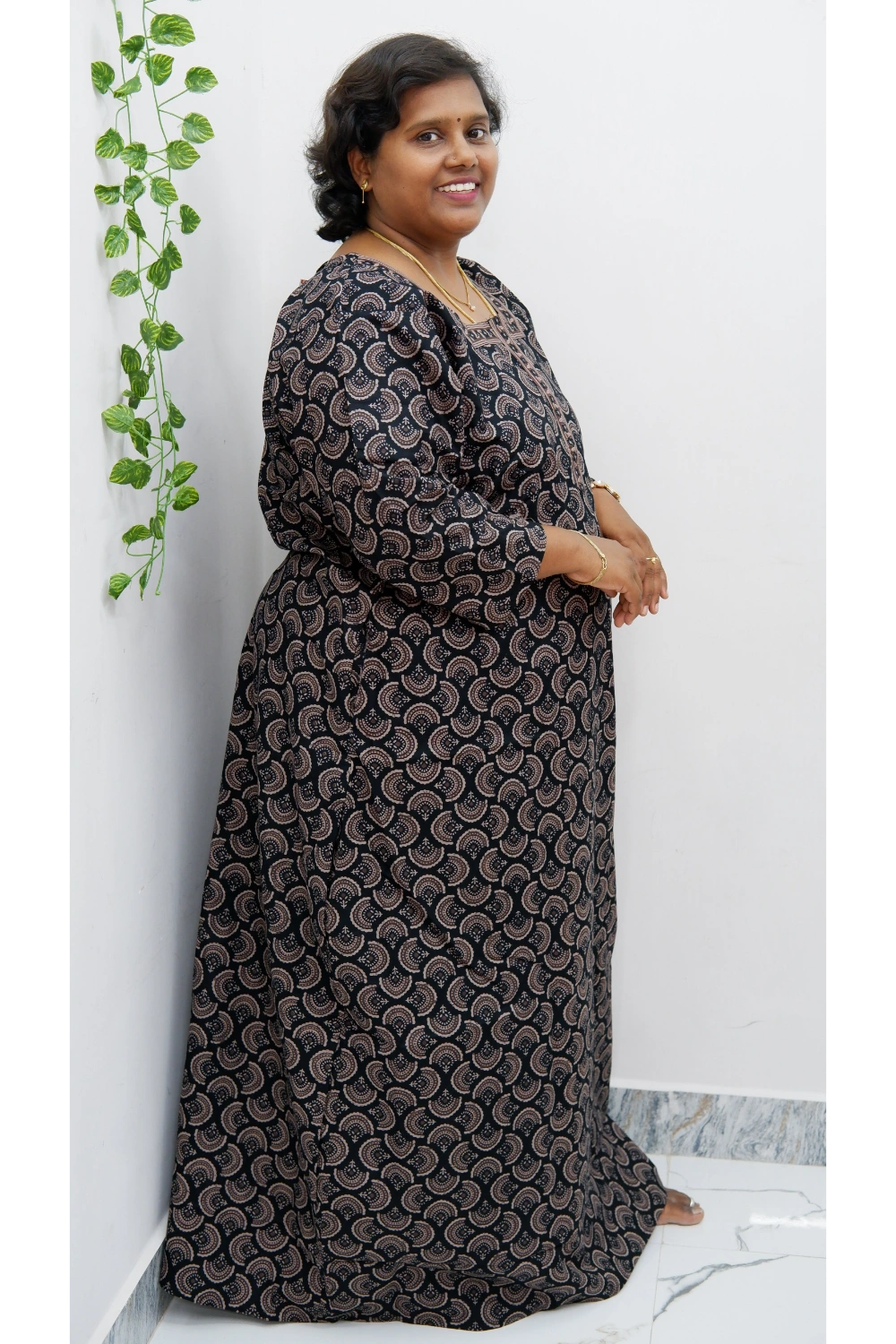 Classic 3/4 Sleeve Nighty – Premium Jyothi Cotton for Women