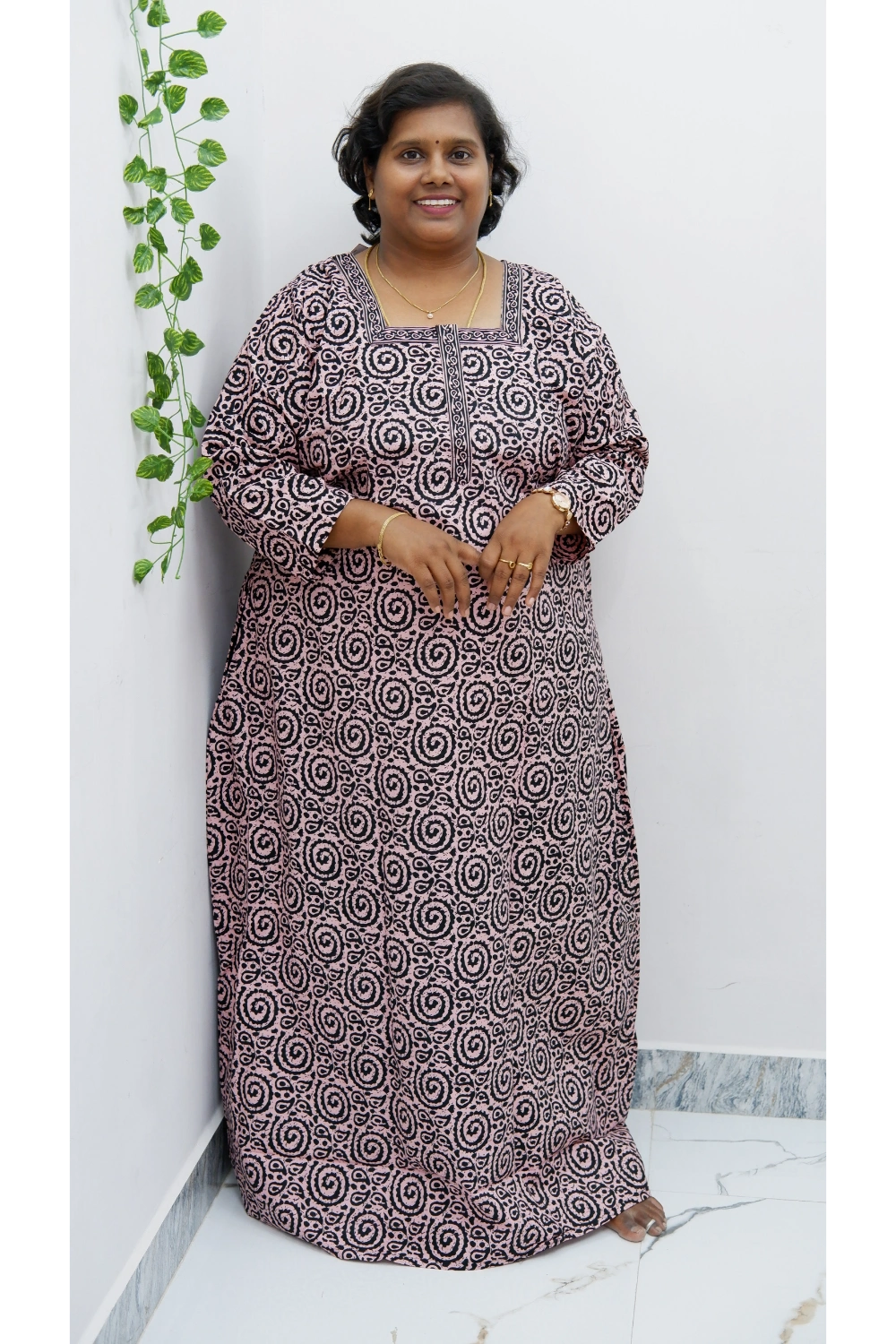 Classic 3/4 Sleeve Nighty – Premium Jyothi Cotton for Women