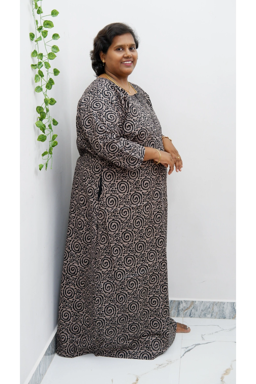 Classic 3/4 Sleeve Nighty – Premium Jyothi Cotton for Women
