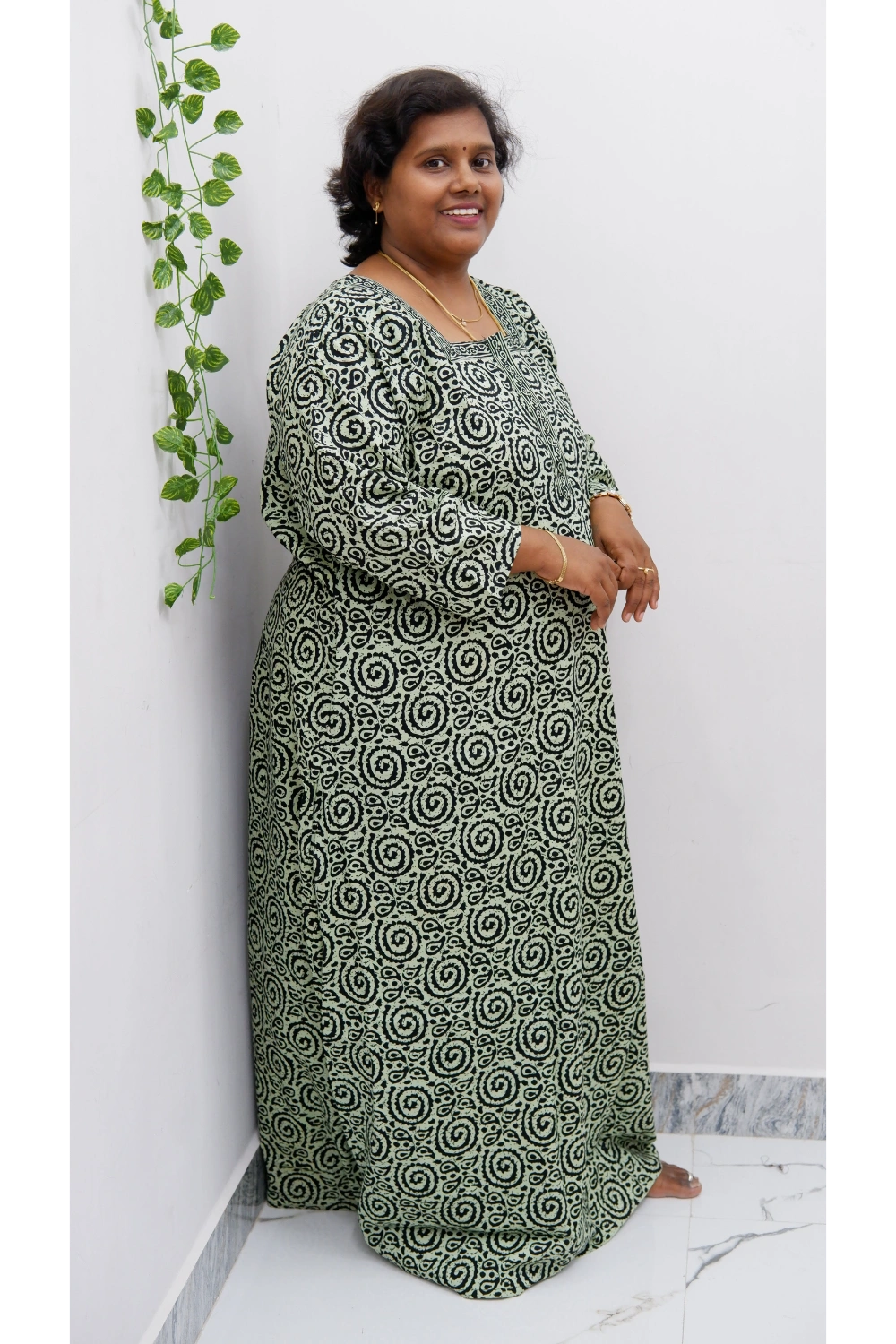 Classic 3/4 Sleeve Nighty – Premium Jyothi Cotton for Women