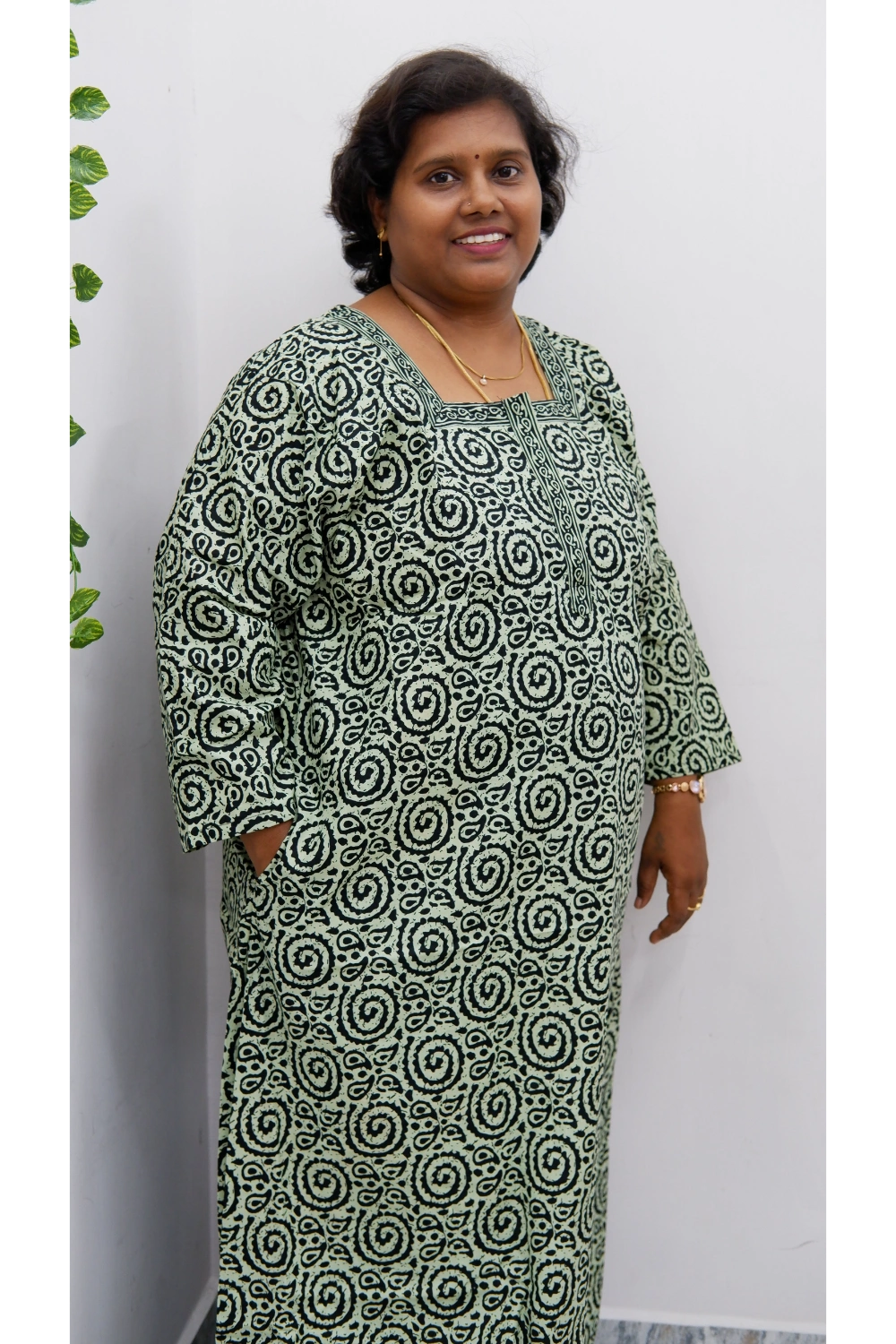 Classic 3/4 Sleeve Nighty – Premium Jyothi Cotton for Women