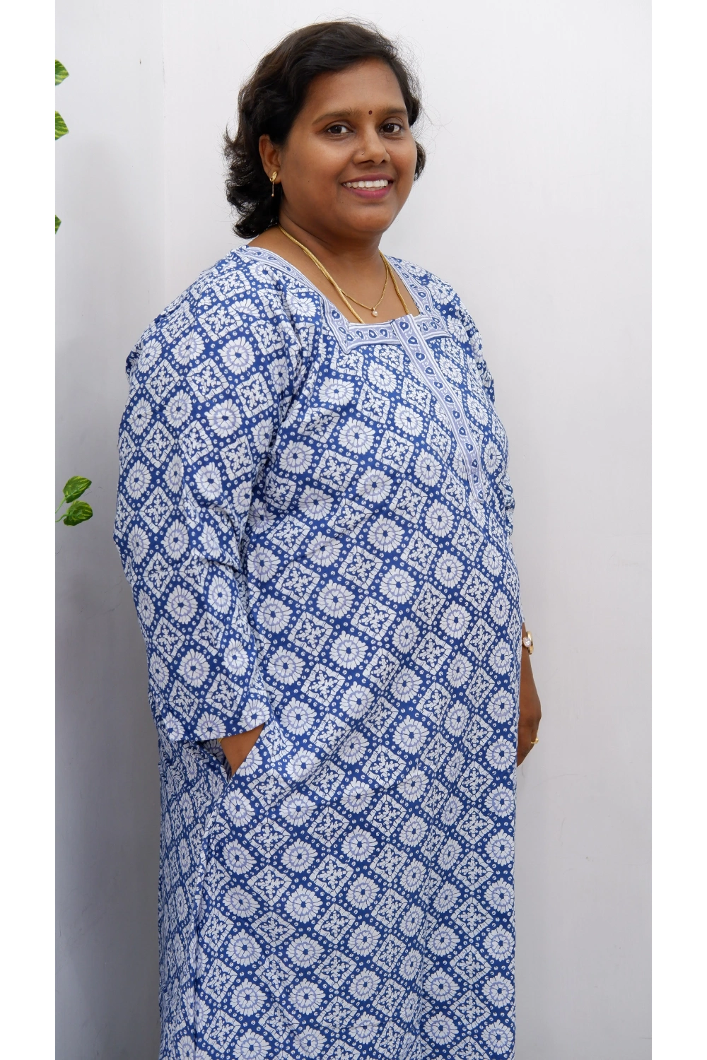 Classic 3/4 Sleeve Nighty – Premium Jyothi Cotton for Women
