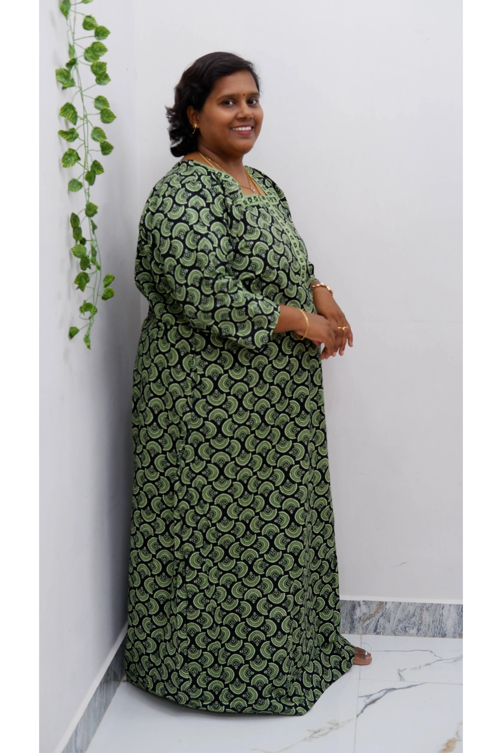 Classic 3/4 Sleeve Nighty – Premium Jyothi Cotton for Women