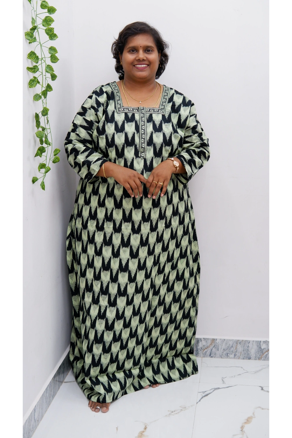 Classic 3/4 Sleeve Nighty – Premium Jyothi Cotton for Women