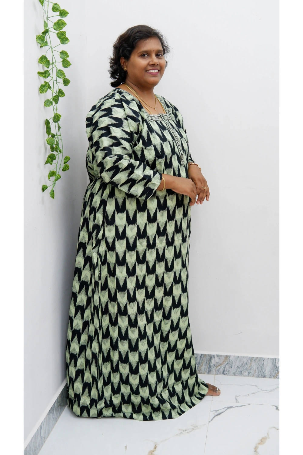 Classic 3/4 Sleeve Nighty – Premium Jyothi Cotton for Women