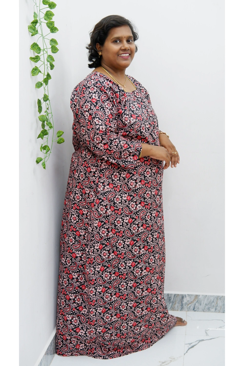 Classic 3/4 Sleeve Nighty – Premium Jyothi Cotton for Women