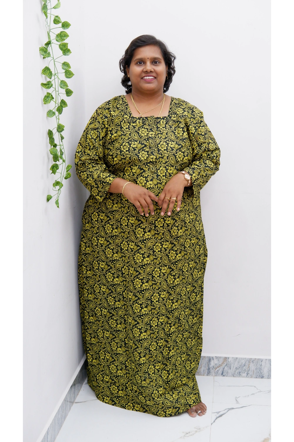 Classic 3/4 Sleeve Nighty – Premium Jyothi Cotton for Women
