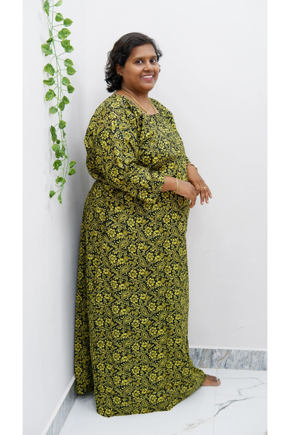 Classic 3/4 Sleeve Nighty – Premium Jyothi Cotton for Women