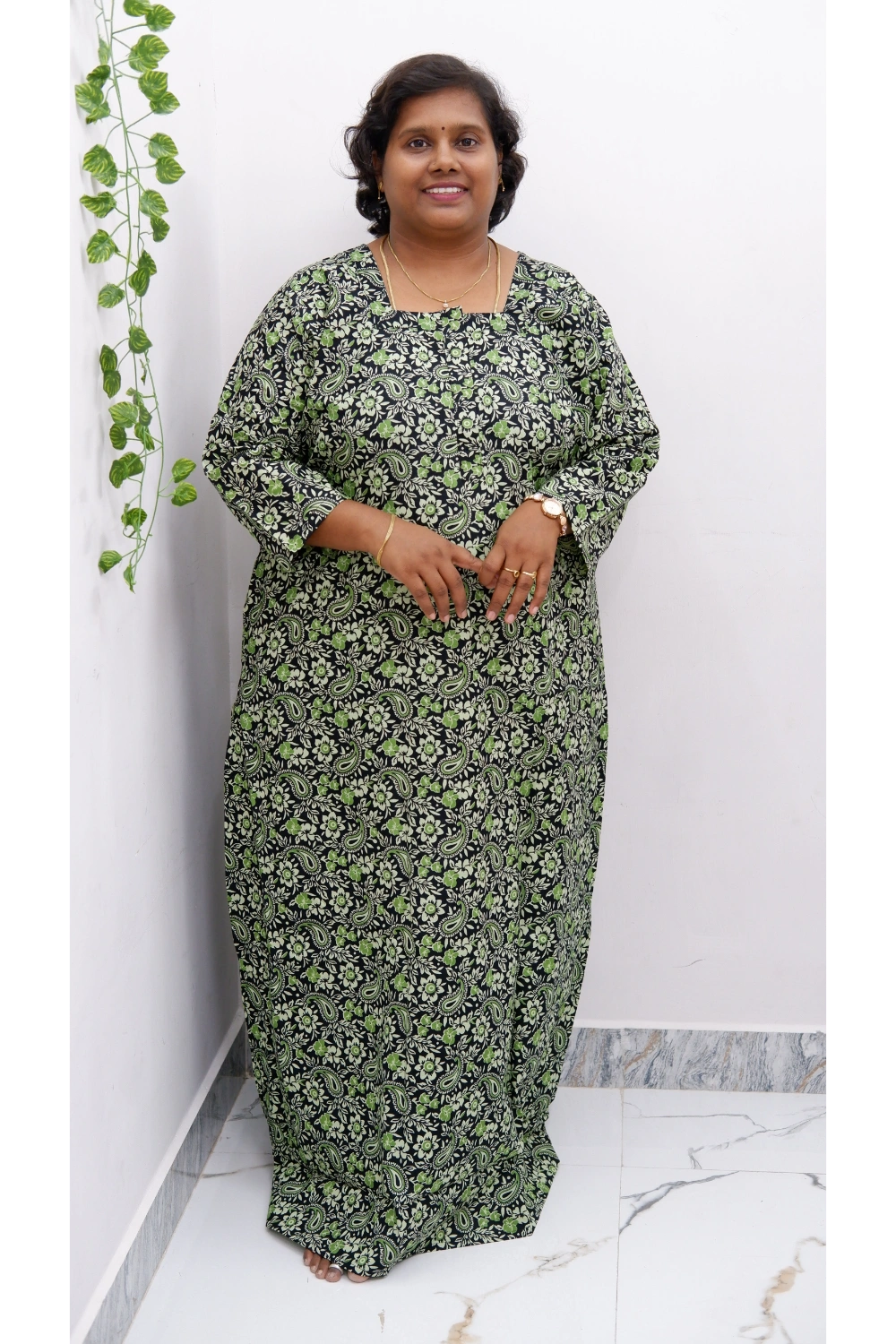 Classic 3/4 Sleeve Nighty – Premium Jyothi Cotton for Women