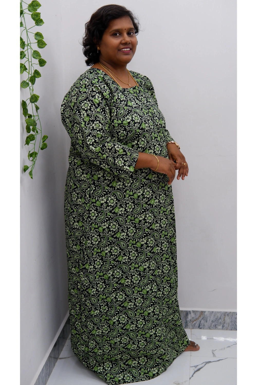 Classic 3/4 Sleeve Nighty – Premium Jyothi Cotton for Women