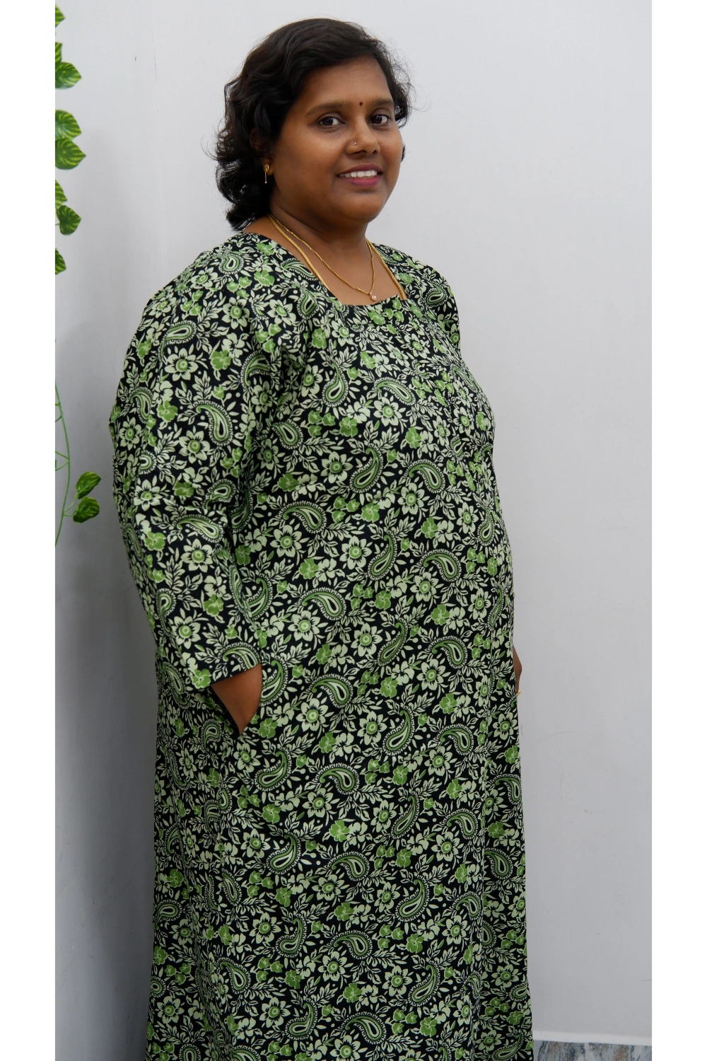 Classic 3/4 Sleeve Nighty – Premium Jyothi Cotton for Women