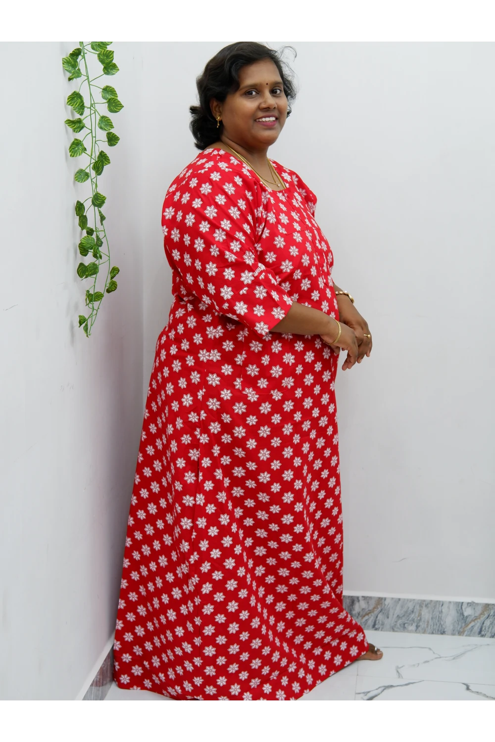 Classic 3/4 Sleeve Cotton Nighty for Women