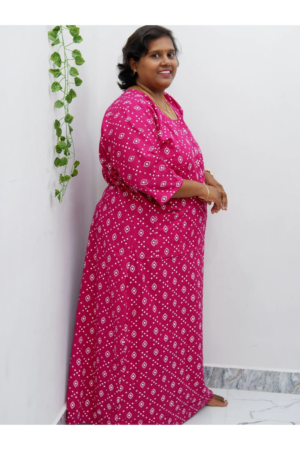 Classic 3/4 Sleeve Cotton Nighty for Women