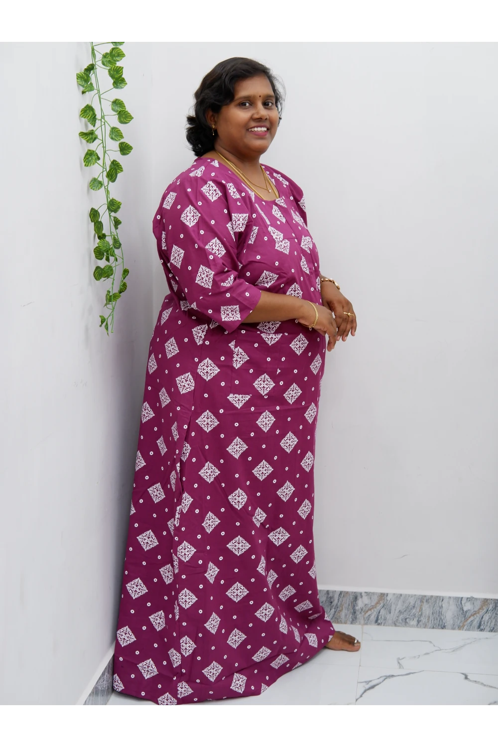 Classic 3/4 Sleeve Cotton Nighty for Women