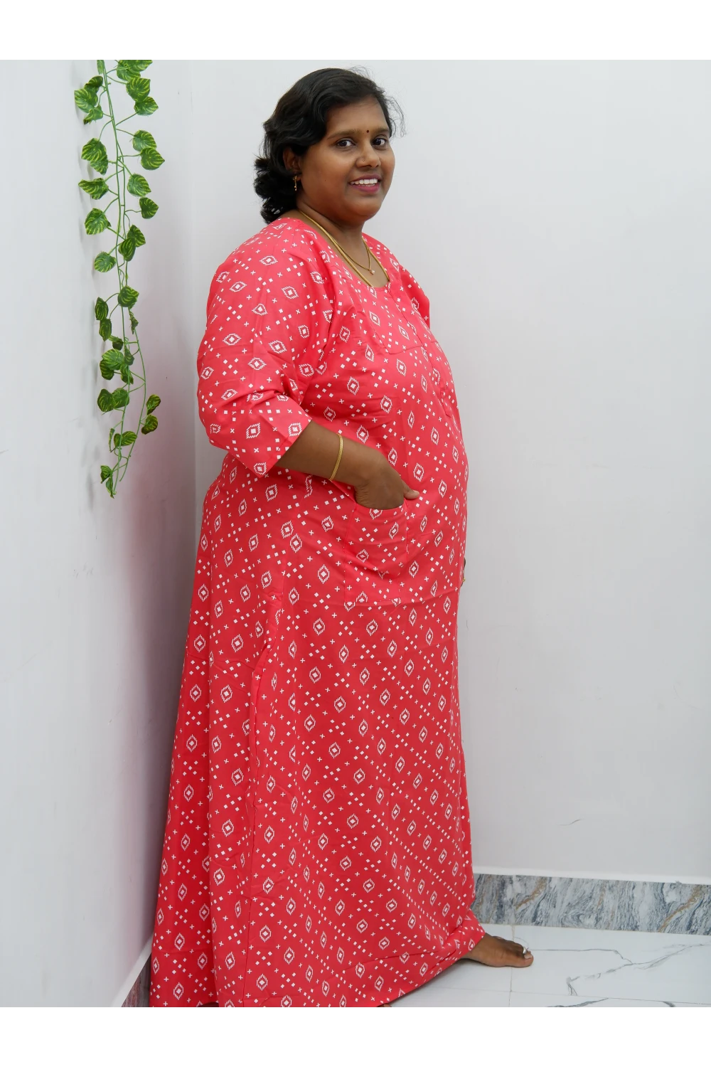 Classic 3/4 Sleeve Cotton Nighty for Women