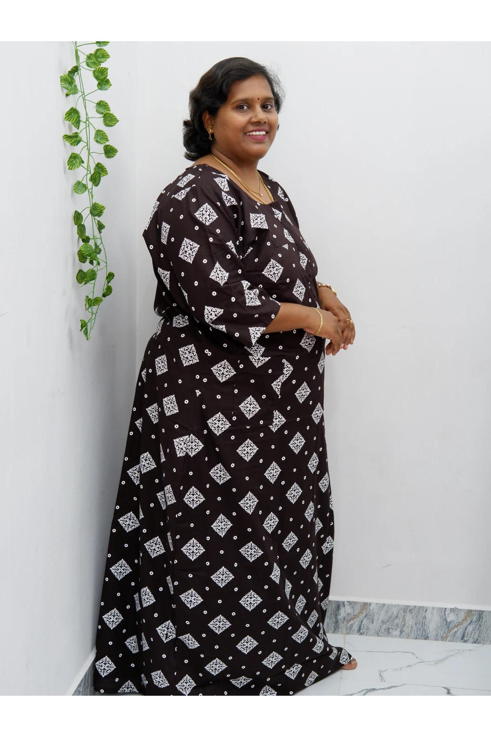 Classic 3/4 Sleeve Cotton Nighty for Women