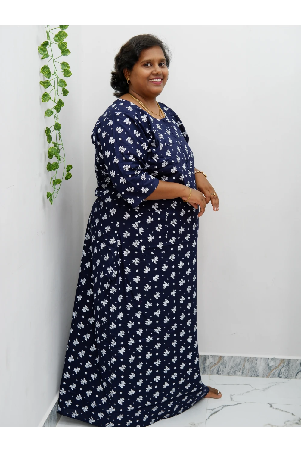 Classic 3/4 Sleeve Cotton Nighty for Women