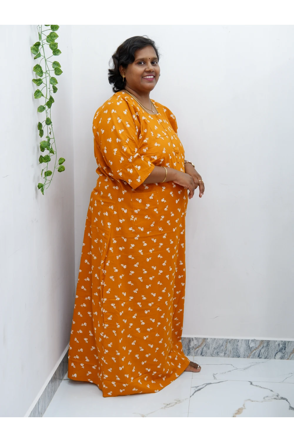 Classic 3/4 Sleeve Cotton Nighty for Women